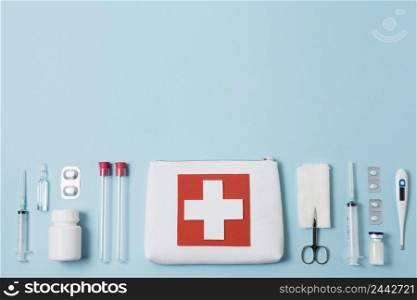 top view health still life arrangement with copy space