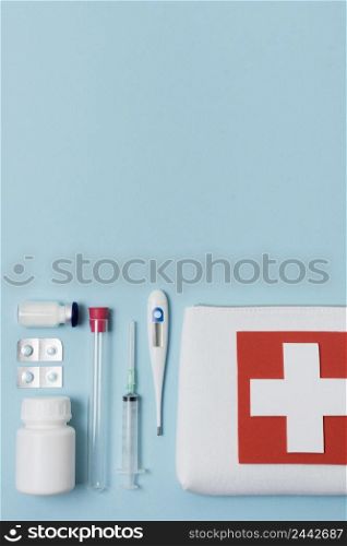 top view health still life assortment with copy space