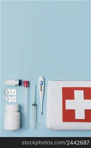 top view health still life assortment with copy space