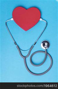 top view heart with medical stethoscope. High resolution photo. top view heart with medical stethoscope. High quality photo