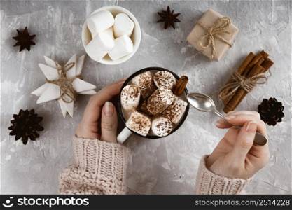 top view hot chocolate concept