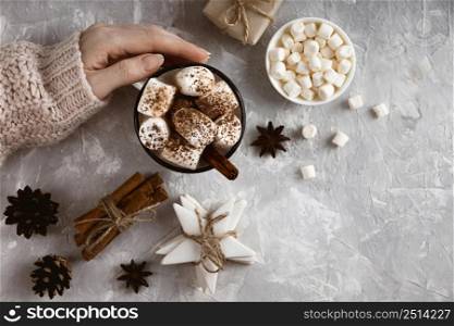 top view hot chocolate concept 5