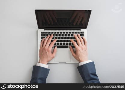 top view laptop with hands