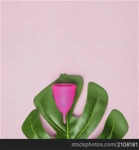 top view leaf with menstrual cup