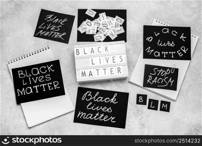 top view light box with black lives matter card
