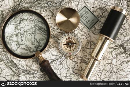 top view magnifying glass top map