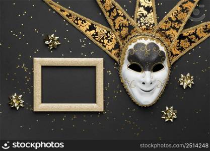 top view mask carnival with frame bows