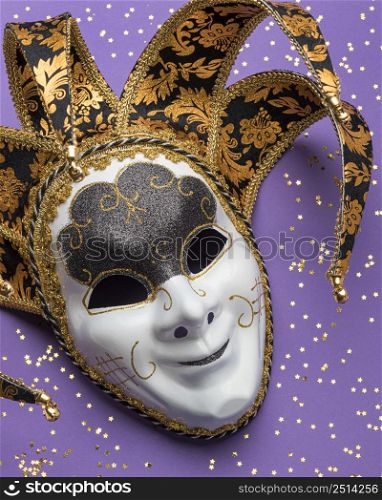 top view mask carnival with glitter