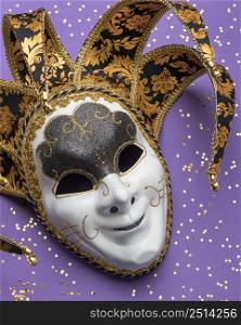 top view mask carnival with glitter