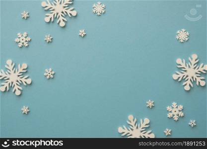 top view minimalist white snowflakes. Resolution and high quality beautiful photo. top view minimalist white snowflakes. High quality and resolution beautiful photo concept
