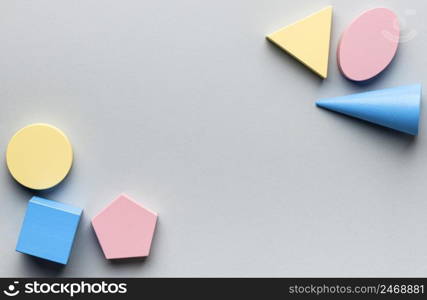 top view minimalistic geometrical figures with copy space