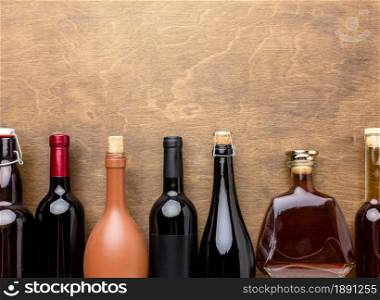top view mix of alcohol bottles. Resolution and high quality beautiful photo. top view mix of alcohol bottles. High quality and resolution beautiful photo concept