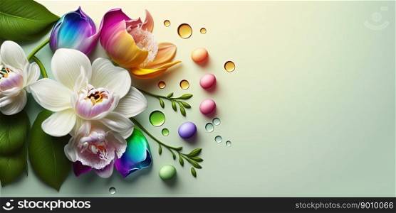 top view nature orchid flower and tropical floral petal for beauty cosmetic background with copy space