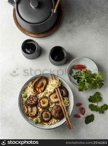 top view noodles bowl composition 2