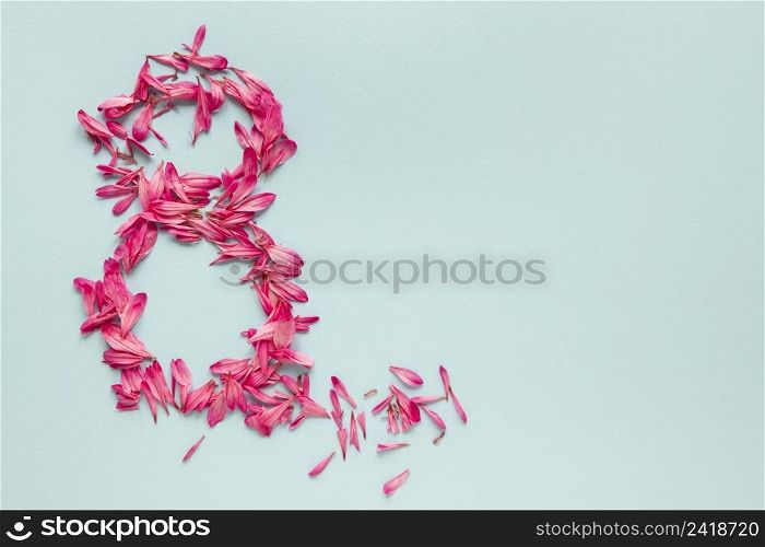 top view number made petals women s day
