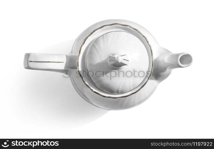 top view of a white pot with clipping path