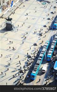 Top view of Ban Jelacic Square in Zagreb , Croatia