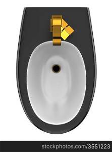 top view of black bidet isolated on white background