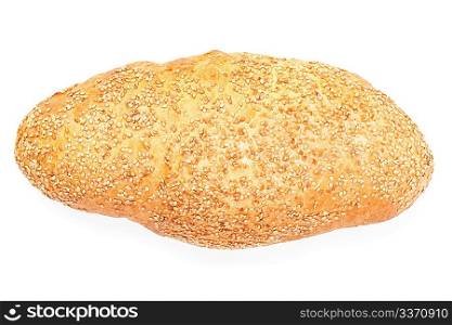 top view of bread with sesame isolated on white background