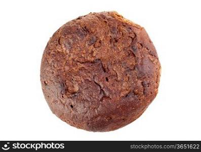 top view of brown bread isolated on white background