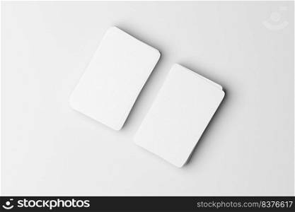 Top view of business card on white background for mockup. 3d illustration