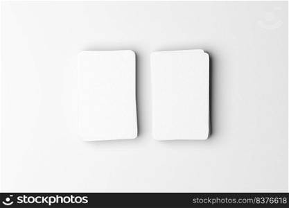 Top view of business card on white background for mockup. 3d illustration