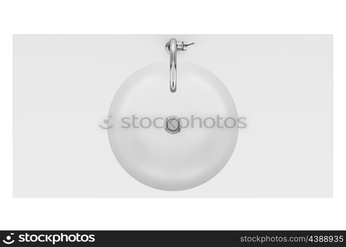 top view of ceramic bathroom sink isolated on white background