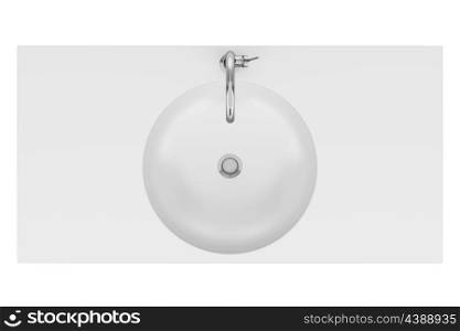 top view of ceramic bathroom sink isolated on white background