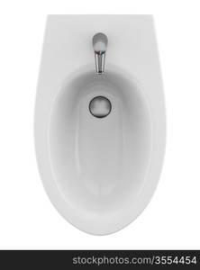 top view of ceramic bidet isolated on white background