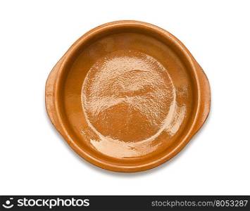 Top view of ceramic clay pot isolated on white with clipping path