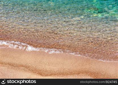 Top view of clear waters of Adriatic sea and beach, Montenegro. Clear Adriatic sea