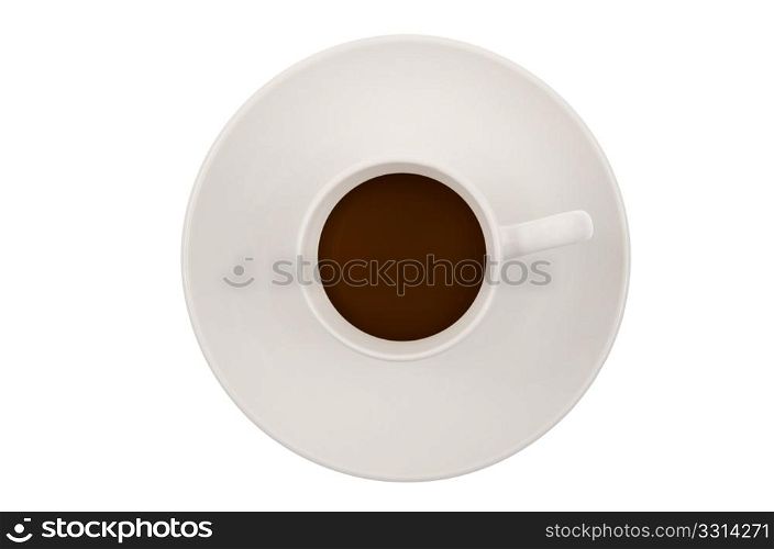 Top view of coffee cup isolated on white.