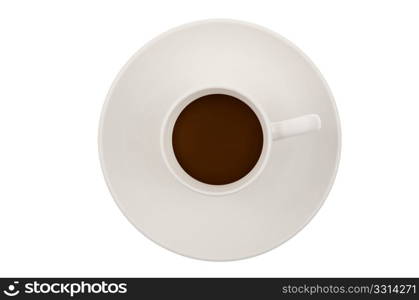 Top view of coffee cup isolated on white.