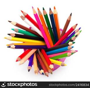 Top view of color pencils pile