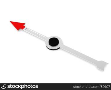 Top view of compass over white background, 3D rendering