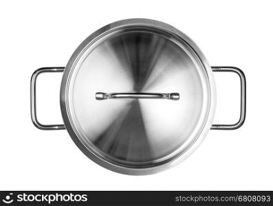 top view of cooking pan isolated on white background with clipping path