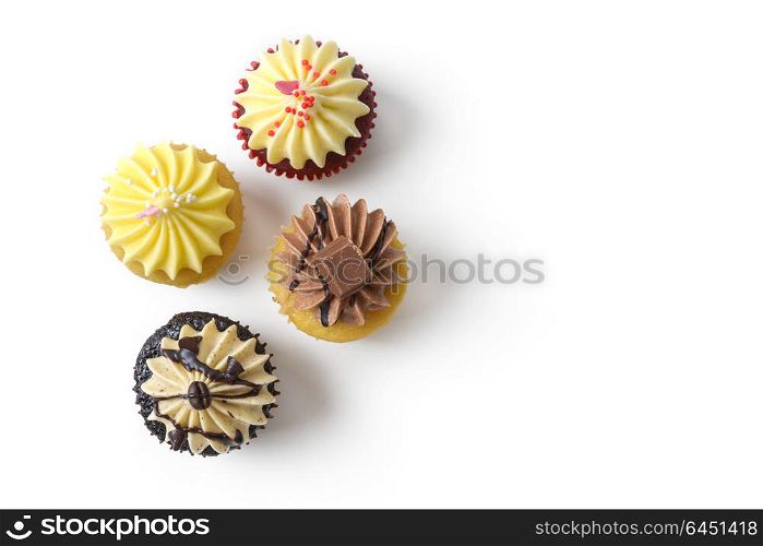 top view of cupcake on white background
