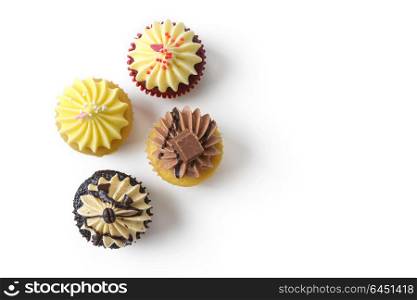 top view of cupcake on white background