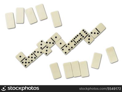 Top view of domino games isolated on white