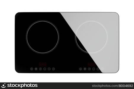 Top view of double induction cooktop isolated on white