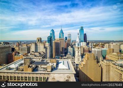 Top view of downtown skyline Philadelphia USA