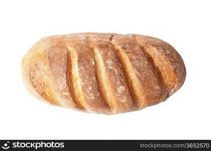 top view of french loaf bread isolated on white background