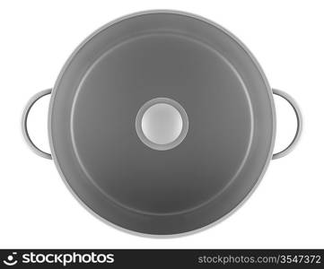 top view of gray cooking pan isolated on white background