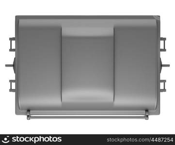 top view of gray garbage container isolated on white background. 3d illustration