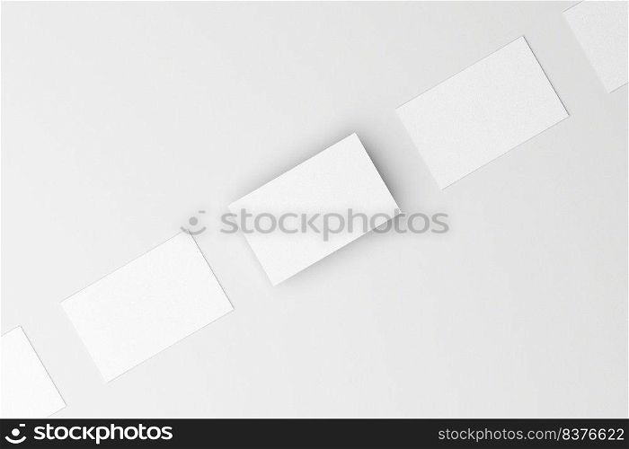 Top view of horizontal business card isolated on white background for mockup, 3D render