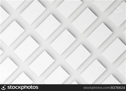 Top view of horizontal business card isolated on white background for mockup, 3D render