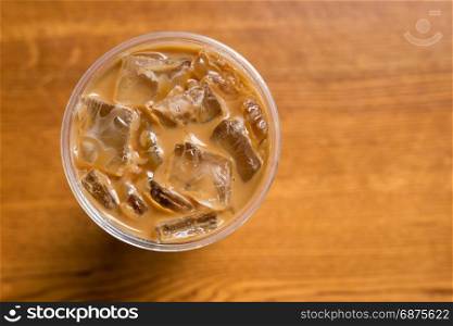 top view of ice milk coffee