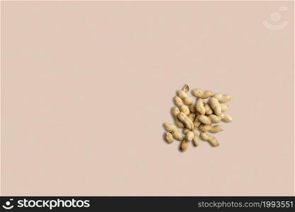 Top view of isolated raw peanuts , close up peanut photo. Close up photo of top view peanuts, raw peanuts in the nutshells