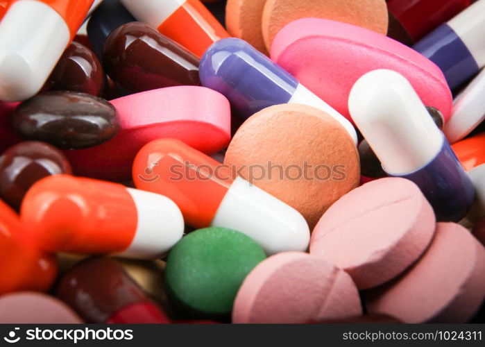 Top view of large amount of pills