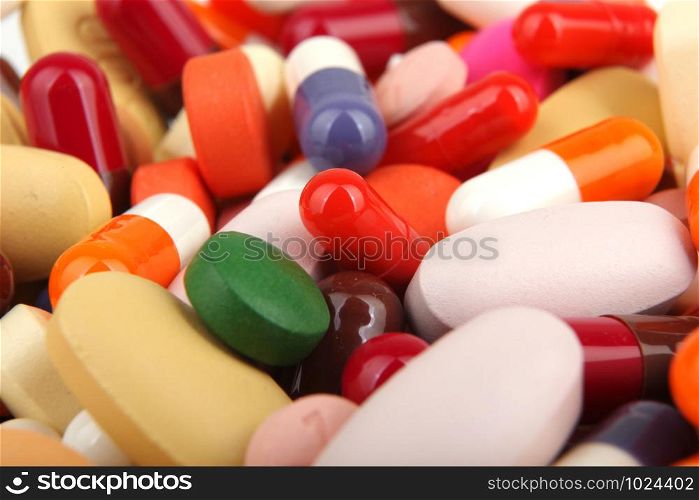 Top view of large amount of pills